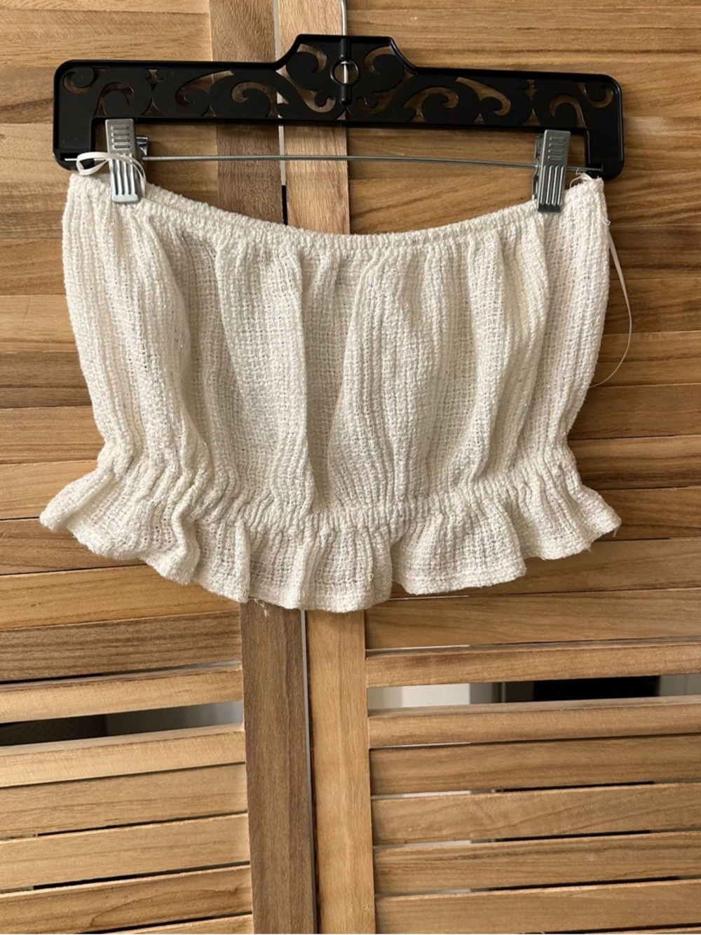 Leset Yoko Ruffle Tube Top in Sparkling Cream size S